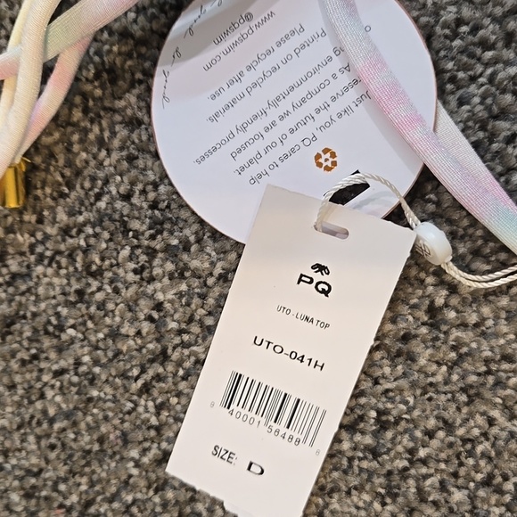 NWT PQ UTO Luna Pastel Tie-Dye Bikini Top Swim Sz D - Picture 3 of 7